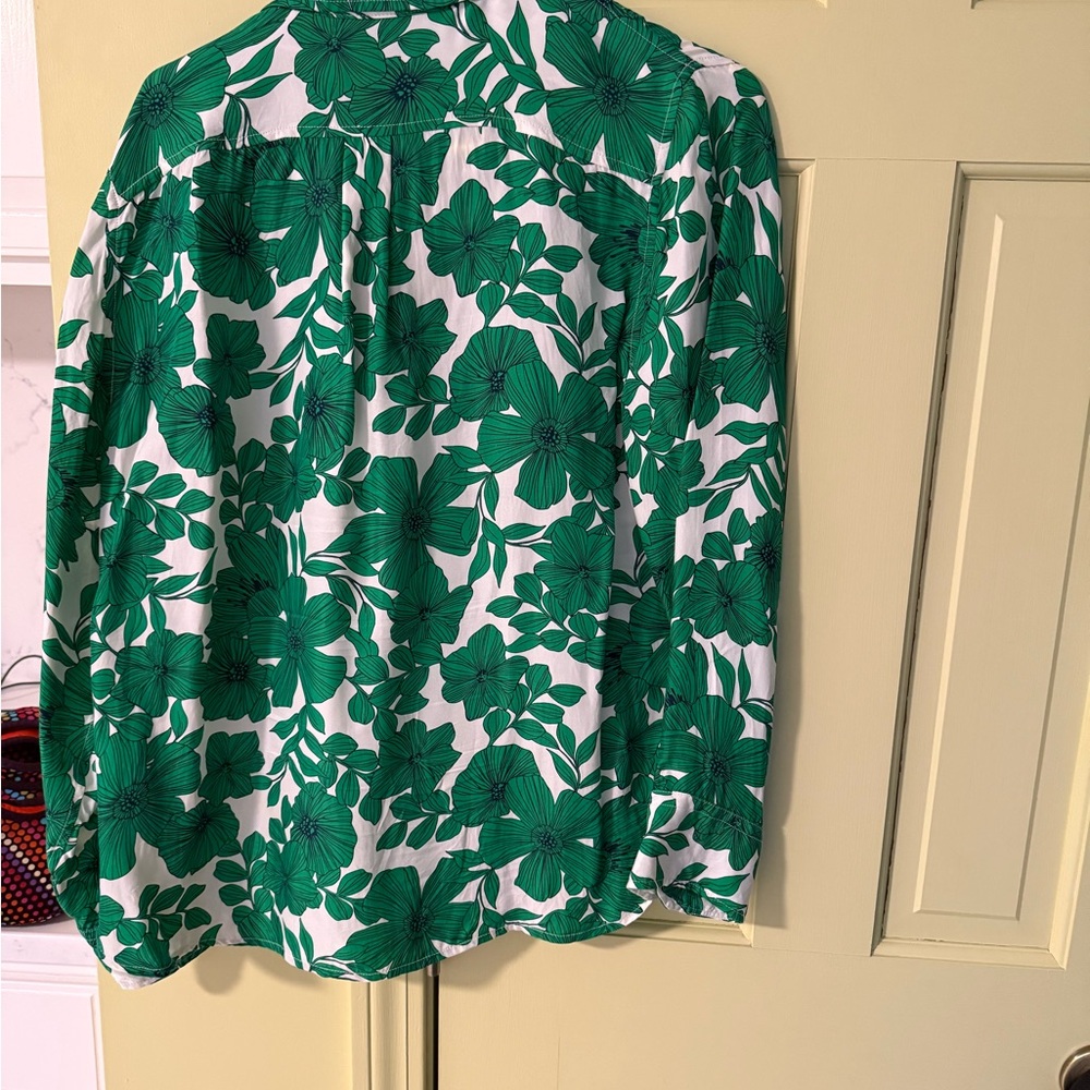 J. Crew Green Floral Button Down Shirt